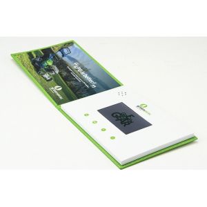 Custom LCD video mailer with LCD video screens that play a custom video content.