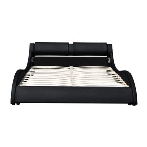 Upholstered Platform Bed Frame With Led Lighting, Curve Design