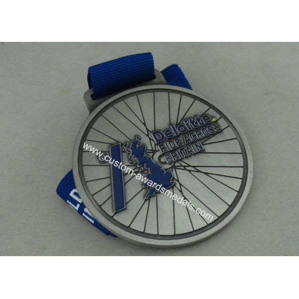 Deloitte Blue Ribbon Zinc Alloy Medal 2.5 inch With Zinc Alloy Soft Enamel