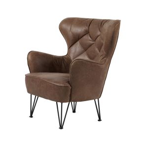 Industrial Unique Top Grian Leather Leisure Chair With Steel Frame