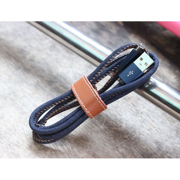 Blue Jean Braided Apple Lightning Cable 3.3ft Fast Transfer For IPhone X 8 7 6S