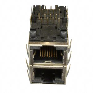 Quality RJSAE538002 Stacked 2X1 RJ45 Modular Jack 8P8C LPJE218-0CNL for sale
