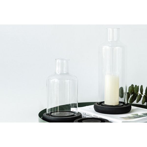 Tall Glass Candlestick Holders Clear White Simple Design Eco - Friendly