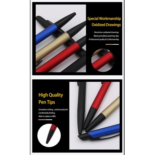Classic Design Aluminum Ball Pen Smooth Ink Flow Ballpoint Pen Office School Stationery