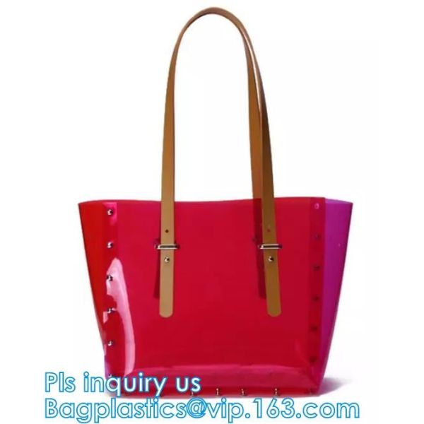 PVC Shopping Bag Security Work Tote Shoulder Bag Womens Handbag, pvc transparent women summer handbag, tote shopper bags