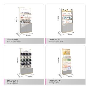 Skincare Store Display Furniture Gray Wooden Makeup Shop Cabinet with Lightbox