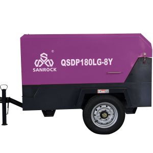 Low Noise Screw Air Compressor With Wheel Engine Driven Industrial Screw Air