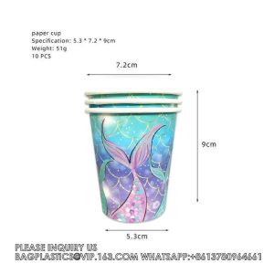 Mermaid Theme Tableware Set Mermaid Disposable Paper Plate Dinnerware Set