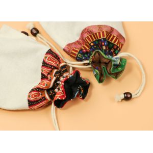 Wooden Bead Drawstring Splicing Recyclable Canvas Drawstring Bag