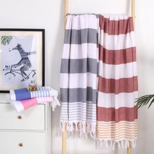 Lightweight Tassel Beach Towel Custom Turkish Cotton Beach Towel Hypoallergenic