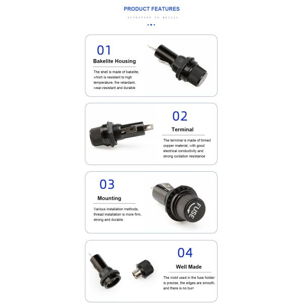 H3-13 Flame Retardant PCB Panel Board Installation R3-13 6x30mm Glass Ceramic Tube Fuse Holder
