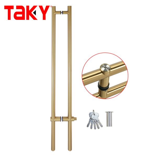 Luxury H Type Stainless Steel Entrance Frameless Door Handles Lockable Glass Door Handle