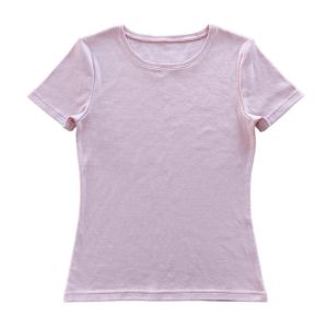 Quality Solid Pattern Women's T-shirt Customize Cotton Spandex Rib T-shirt for Style Clothing for sale