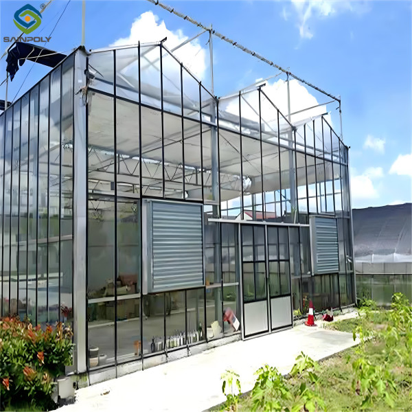 Buy Modern Venlo Glass Greenhouse Plant Tomato Cucumbers High Wind Resistance at wholesale prices