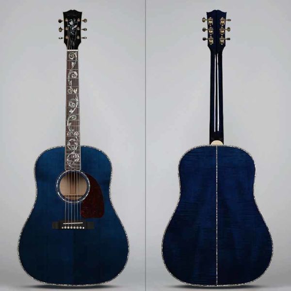 Custom Gibson Style Solid Adirondack Spruce Top Solid Tiger Maple Back Side J-45 Acoustic Guitar in Blue