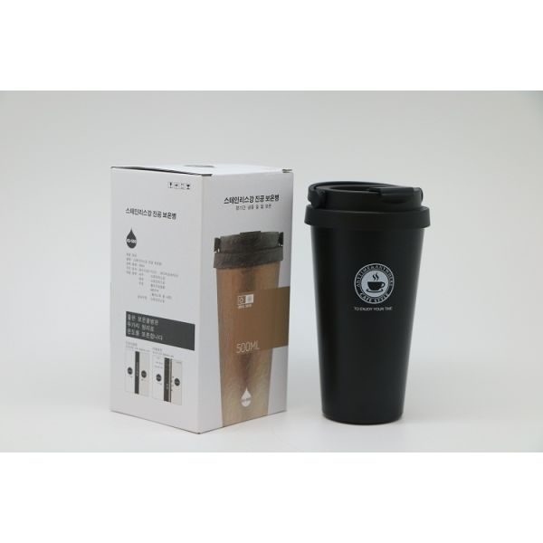 custom logo black and white Recyclable eco friendly thermos travel thermal mug coffee thermo stainless steel with cover