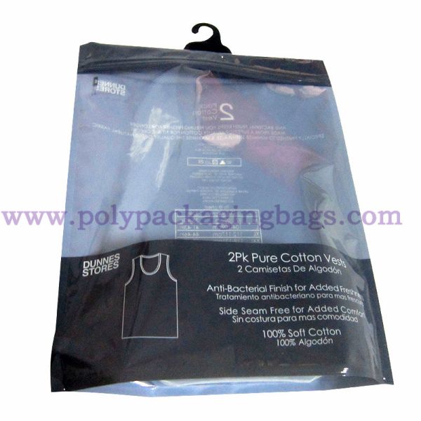 Buy 60 Mircon OPP PET Poly Hanger Bag With Plastic Hook at wholesale prices