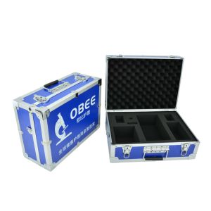 Blue Aluminum Carrying Case With Shoulder Strap Foam Insert