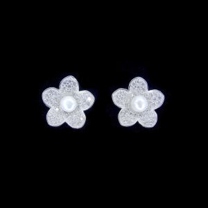 Sweety 925 Sterling Silver Pearl Earrings Snow Shape For Girl Friend Gift