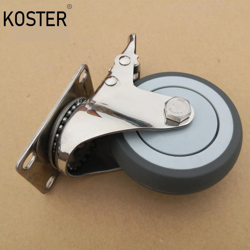 Quality 4 Inch Steel Fork Table Cart Medical Wheel Heavy Duty Caster with 1.000kg Gross Weight for sale