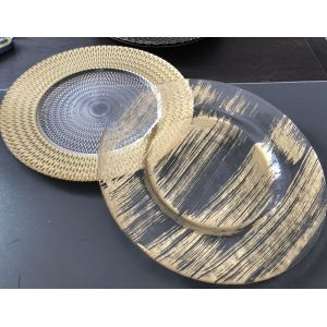Disposable Glass Clear Charger Plates With Gold Rim Bulk Wedding