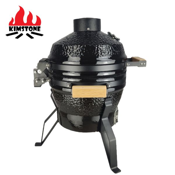 KIMSTONE Red Small Egg Shaped Indoor Charcoal Ceramic Table Bbq Griller ,stainless Steel Table Kamado