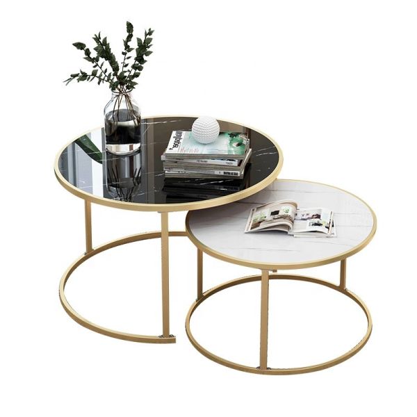 Buy Flat Polished Edges Circle Marble Coffee Table at wholesale prices