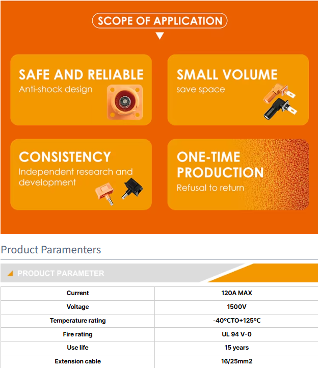 High Voltage 120A 200A 300A Energy Storage System Connector Water Proof IP65 Energy Storage Connector