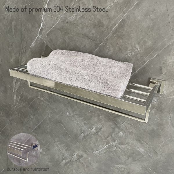 SUS304 Bathroom Towel Racks Concealed Hotel Shower Shelf Polished