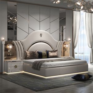 High Quality Modern Luxury Bedroom Sets Furniture Leather Double Bed Room Home