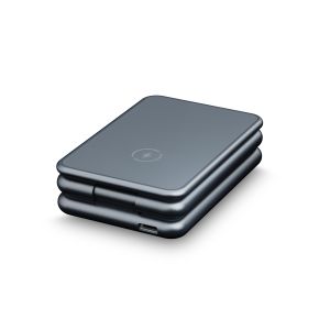 Black Portable Wireless Charger With 5W Max Headphone Charging Height Angle