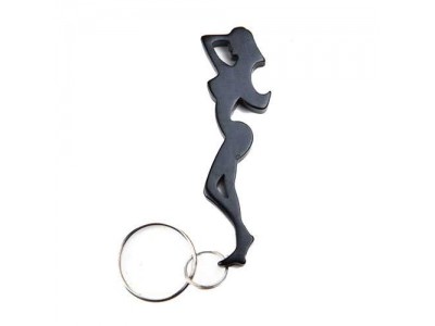 Aluminum Woman Bottle Opener Keychain,Funny woman shape aluminum beer bottle opener, anodized black color, key ring atta