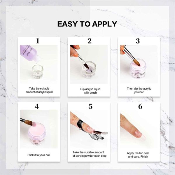 Complete Nail Acrylic Powder Dipping Kit with Liquid Brush and Tools Professional Grade