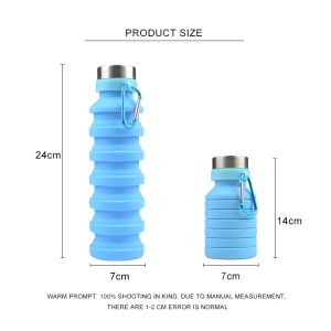 Private Label 19.5oz Collapsible Silicone Water Bottle