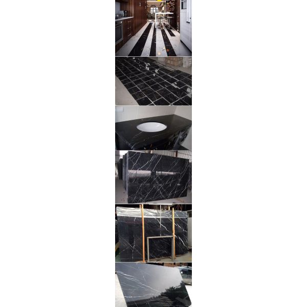 China Nero Marquina Marble stair step stone stair Nero Marquina marble stairs black marble risers