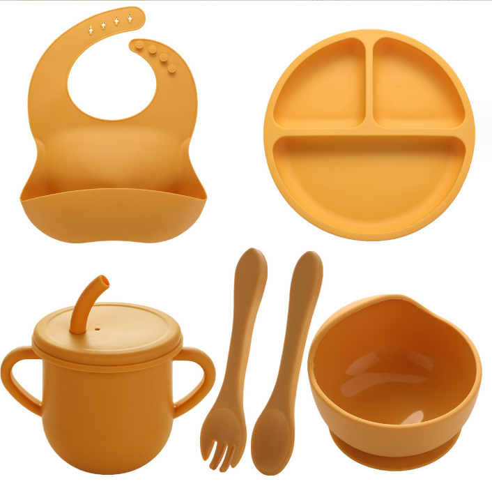 Silicone Feeding Set Food Grade Baby Silicone Tableware Set for Toddler Children Dining