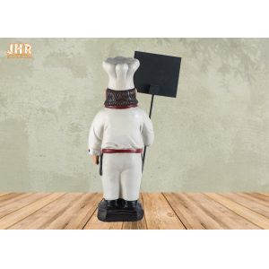 Chef Tabletop Statue Polyresin Chef Figurine Wooden Chalkboard Resin Chef