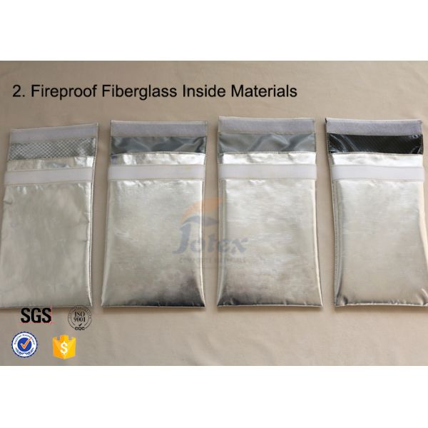 No Itchy Heat Reflective Fiberglass Fabric Fireproof Bag For Document Cash Protection