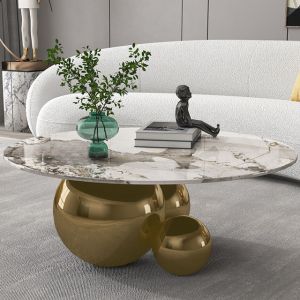 12mm Thick Modern Marble Top Coffee Table Luxury Italian Style