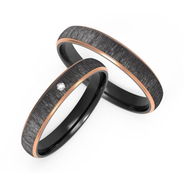 Buy Silk Pattern Black Titanium Engagement Rings 8mm Polished Couple Ring at wholesale prices