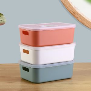 Quality L Rectangle Sundry Plastic Basket Storage Containers With Cover for sale