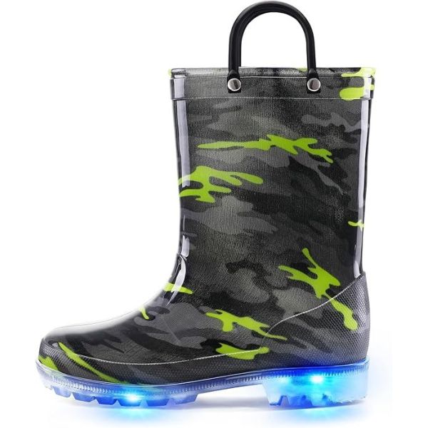 OEM PVC Light Up Childrens Wellington Boots With Handles Streamlined Design