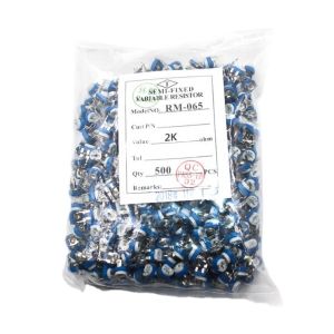 China RM065 2K Ohm  202  Blue And White Trimming Potentiometer Pot Horizontal Type Variable Resistor on sale