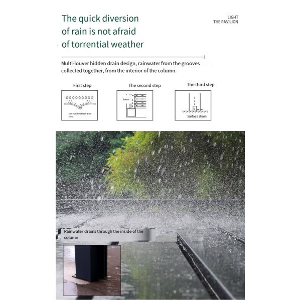 Aluminum Alloy Electric Louver Turning Pavilion Outdoor Pavilion With Stylish Courtyard Shade Design