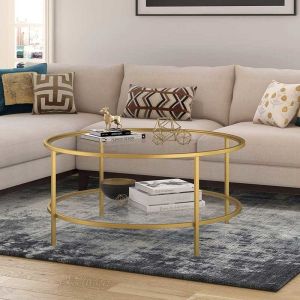 Quality Durable Round Glass Coffee Table Living Room Furniture 17&quot; H X 36&quot; L X 36&quot; W for sale