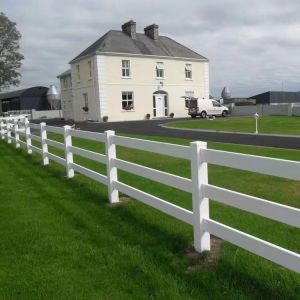 ASTM PVC Horse Farm Fence 2 Rails White Grey