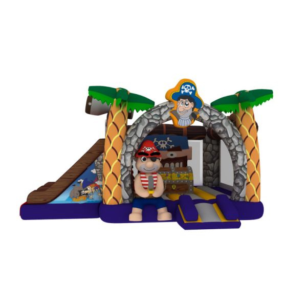 Buy Inflatable pirate topic combo inflatable pirate treasure themed combo house with double slide for kids at wholesale prices
