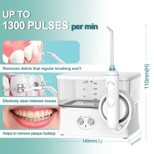 H2ofloss Portable Oral Irrigator with 570ml Water Tank 2500mAh Battery and 5