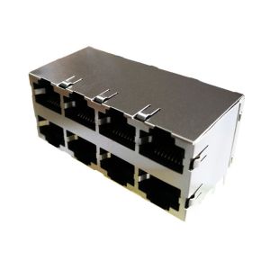 Stacked Connector ARJM24A1-A12-NN-EW2 RJ45 10/100 BASE-T 2X4 Jack With Magnetic