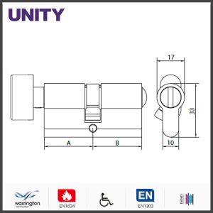 WC Bathroom Mortice Lock Cylinder Satin Nickel EN1303 Brass Material